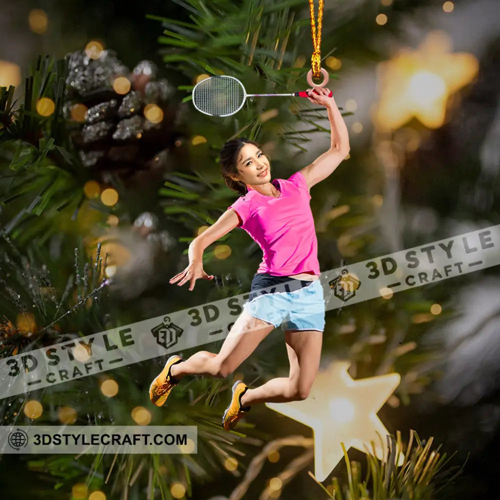 Badminton Player Christmas Home Decor Ornament Personalized