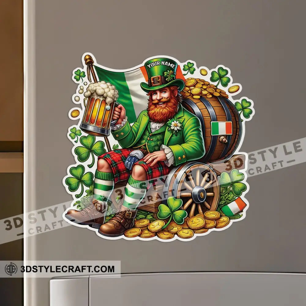 Beer Man Happy St Patrick’s Day Fridge Magnet - Personalized 3.54’’ / 1 Piece