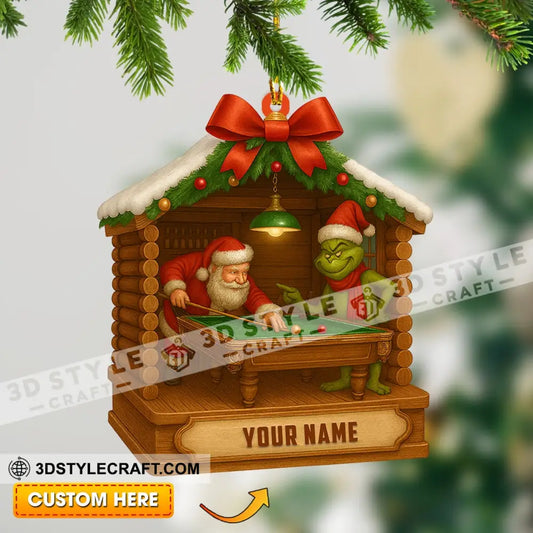 Billiard Santa Home Decor Christmas Ornament Personalized Ornament 3.54’’ / 1 Ornament Ornament