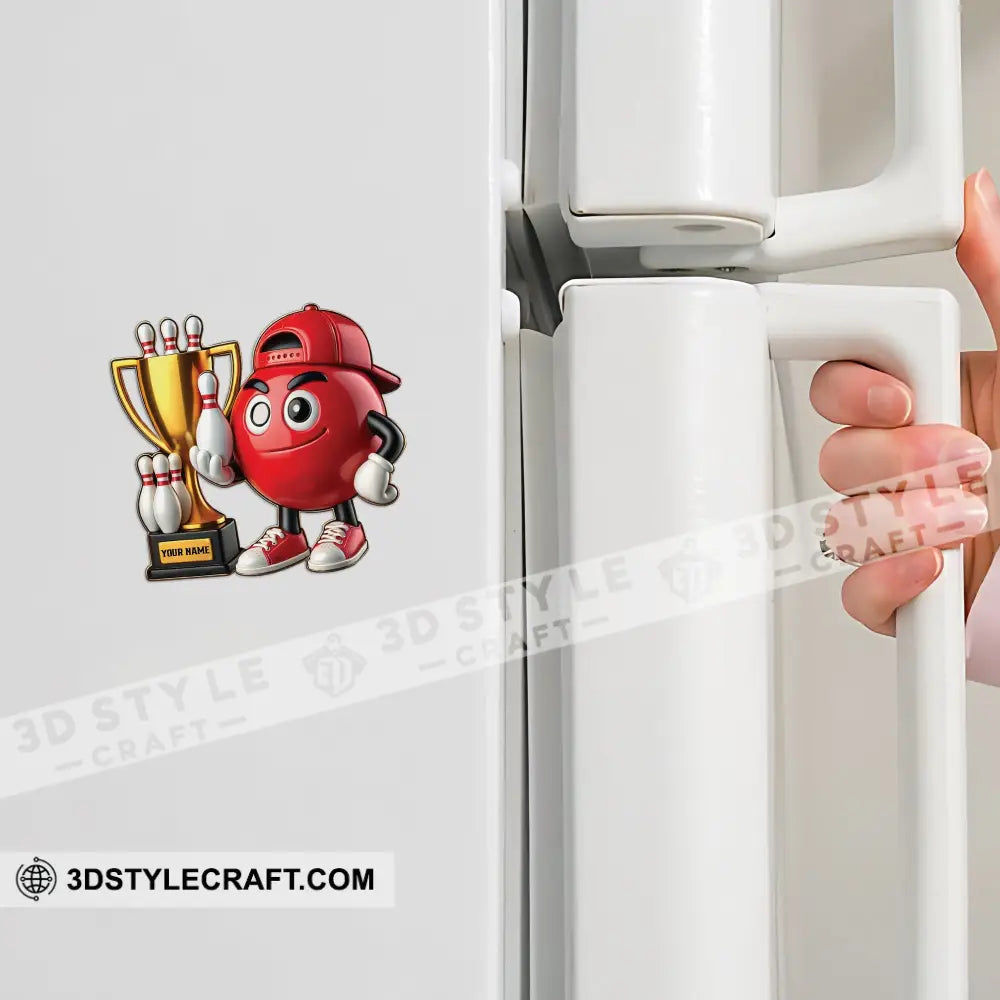 Bowling Champion Custom Color And Name - Personalized Fridge Magnet