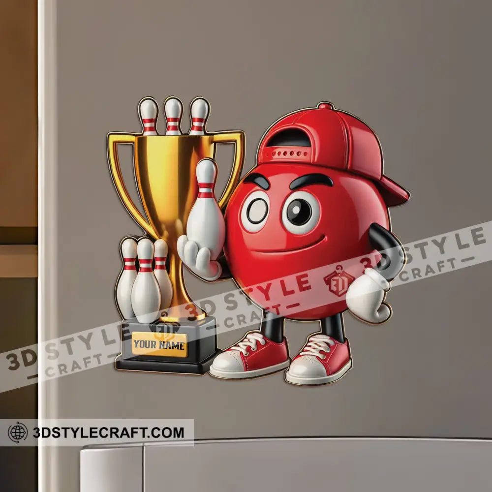 Bowling Champion Custom Color And Name - Personalized Fridge Magnet