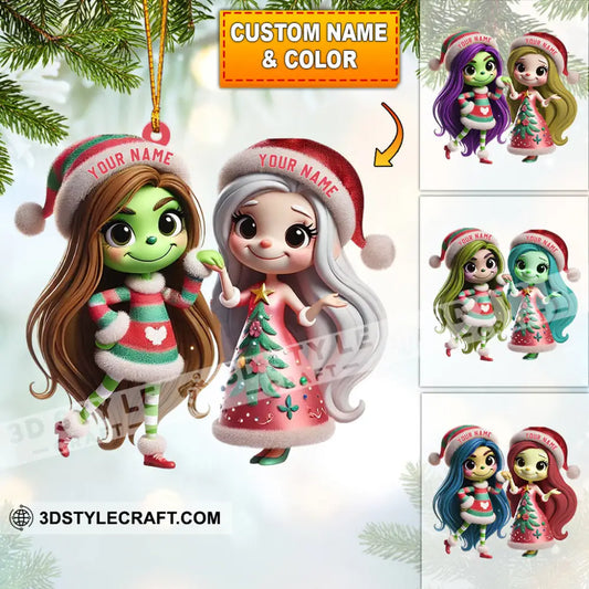 Chibi Women Christmas Home Decor Ornament Personalized 3.54’’ / 1
