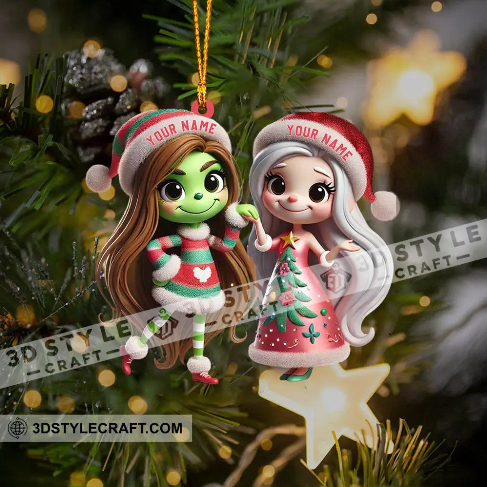 Chibi Women Christmas Home Decor Ornament Personalized