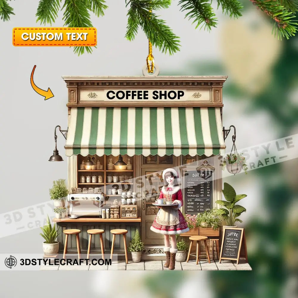 Christmas Coffee Shop Home Decor Ornament Personalized 3.54’’ / 1
