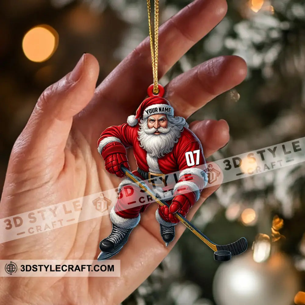 Christmas Hockey Santa Home Decor Christmas Ornament Personalized Ornament Ornament