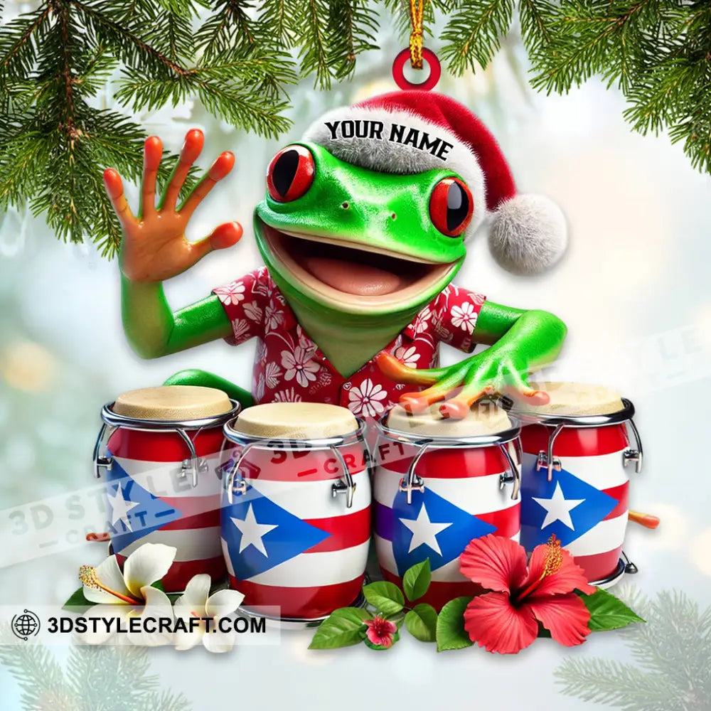Christmas Puerto Rico Coqui Frog Home Decor Ornament Personalized
