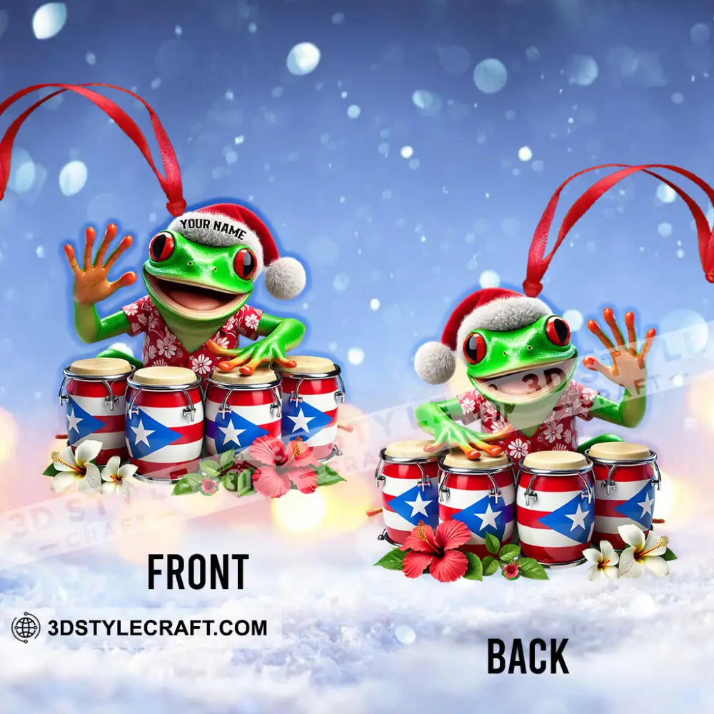 Christmas Puerto Rico Coqui Frog Home Decor Ornament Personalized