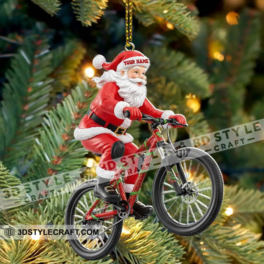 Christmas Santa Mountain Bike Home Decor Christmas Ornament Personalized Ornament Ornament