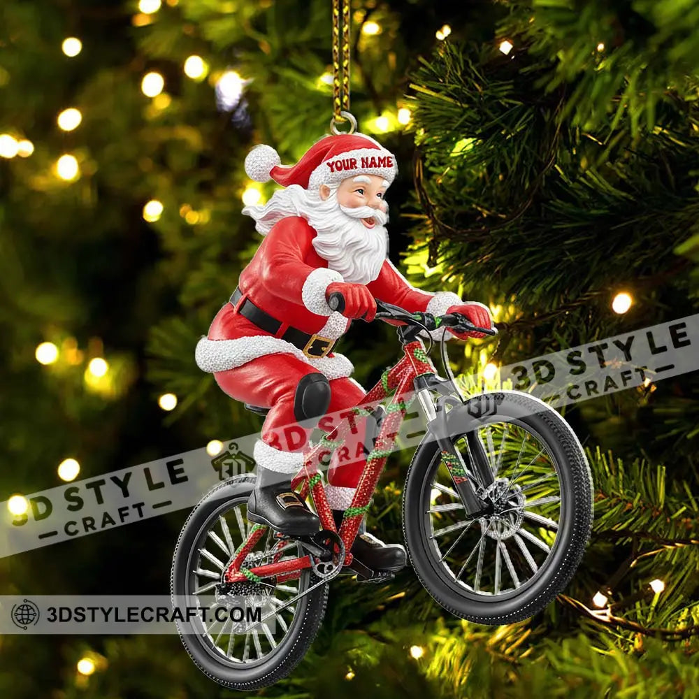 Christmas Santa Mountain Bike Home Decor Christmas Ornament Personalized Ornament Ornament