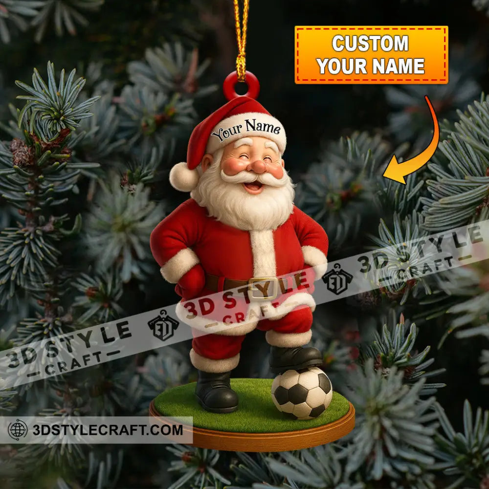 Christmas Soccer Santa Home Decor Christmas Ornament Personalized Ornament 3.54’’ / 1 Ornament Ornament