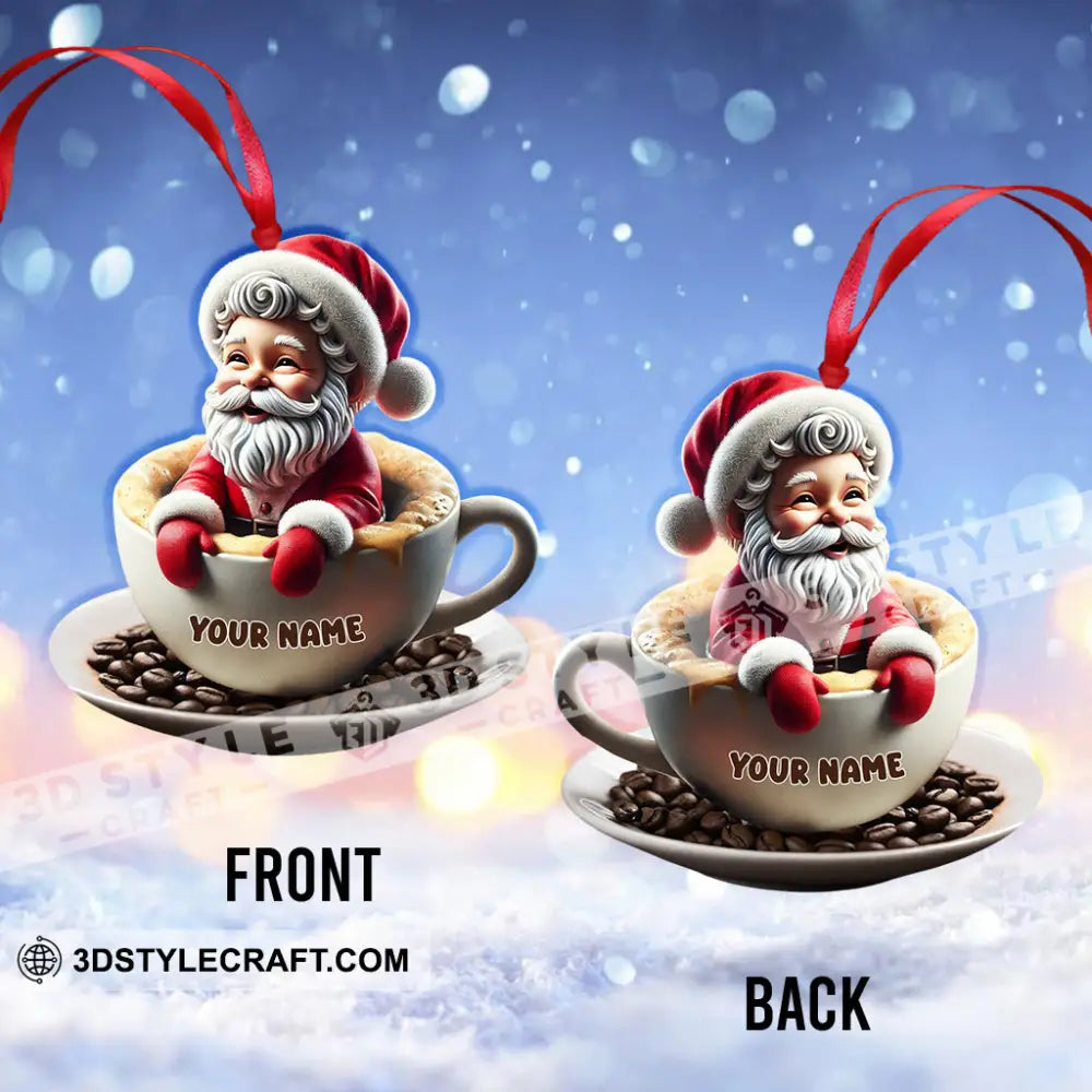 Coffee Santa Christmas Home Decor Ornament Personalized