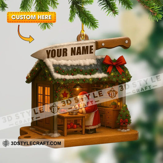 Cooking Santa Home Decor Christmas Ornament Personalized Ornament 3.54’’ / 1 Ornament Ornament