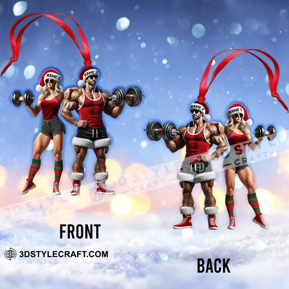 Couple Dumbbell Push Home Decor Christmas Ornament Personalized