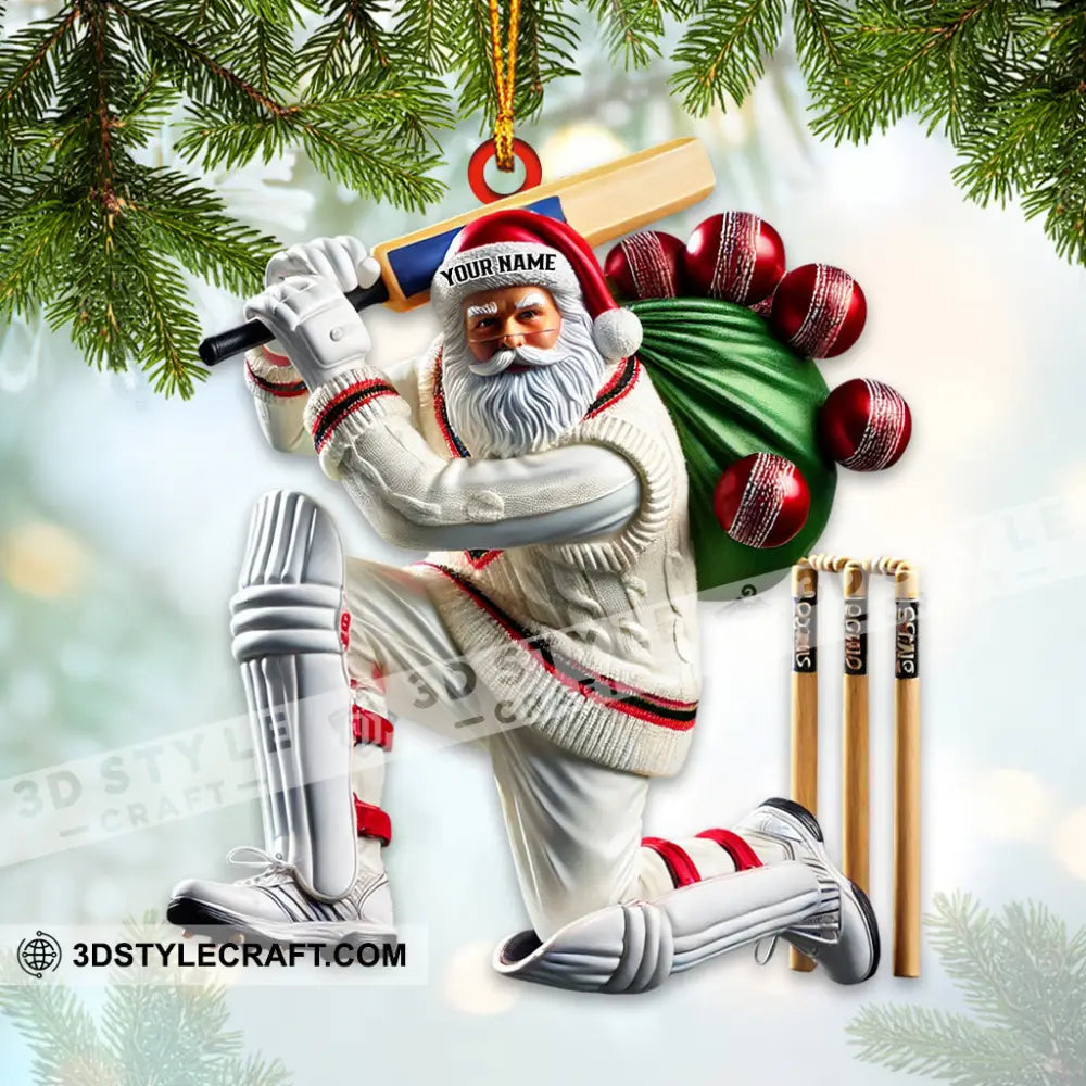 Cricket Bat Lover Christmas Home Decor Ornament Personalized