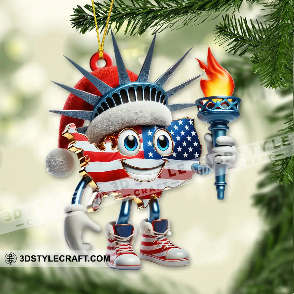 Custom Name American Christmas Ornament America Lover Gift 3.54’’ / 1