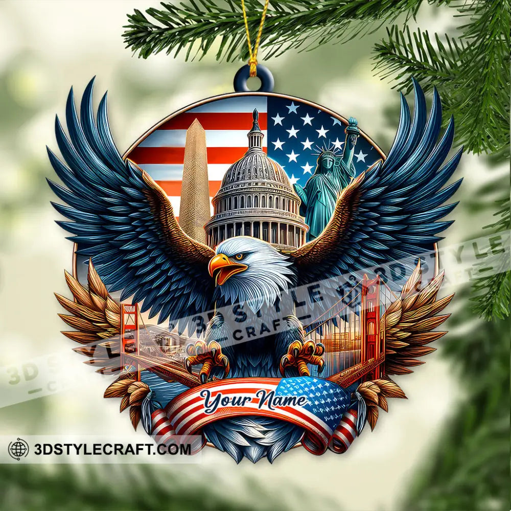 Custom Name American Ornament Christmas Gift For Lover 3.54’’ / 1