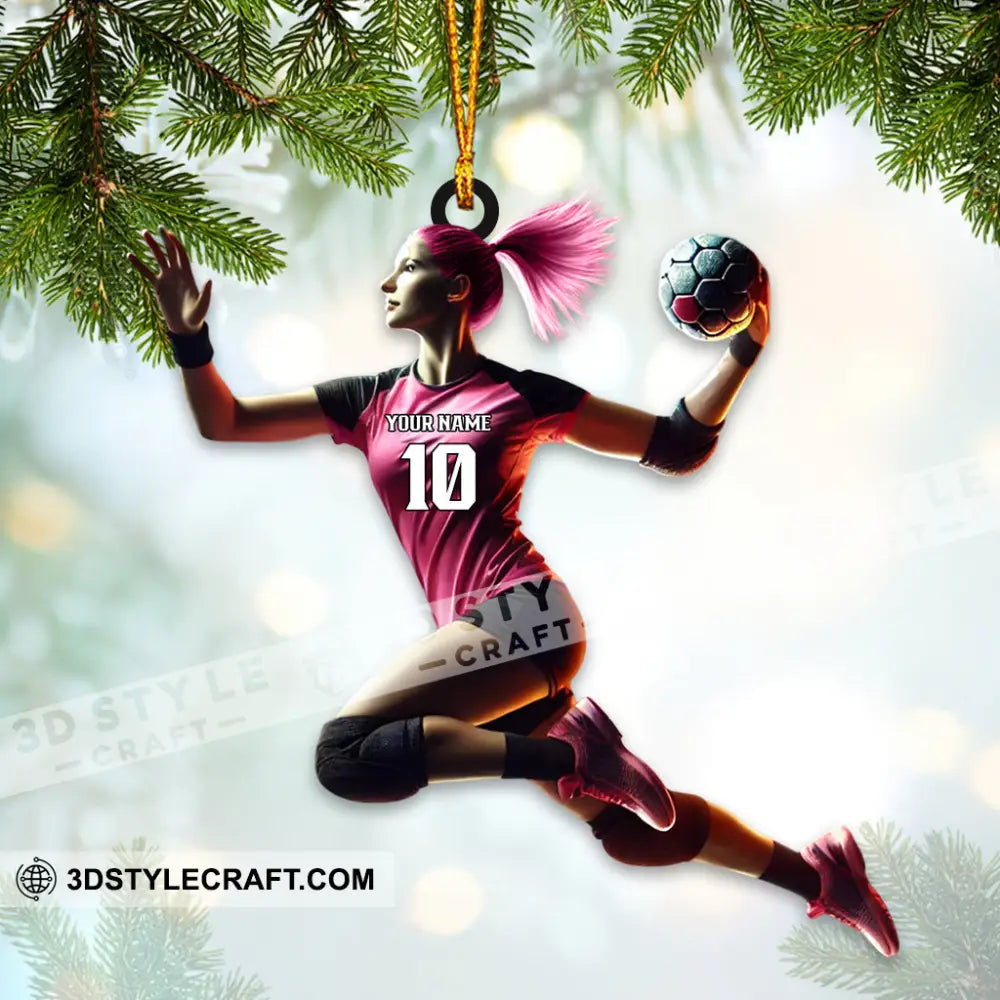 Custom Name And Number Woman Handball Ornament Christmas Gift Decoration 3.54’’ / 1