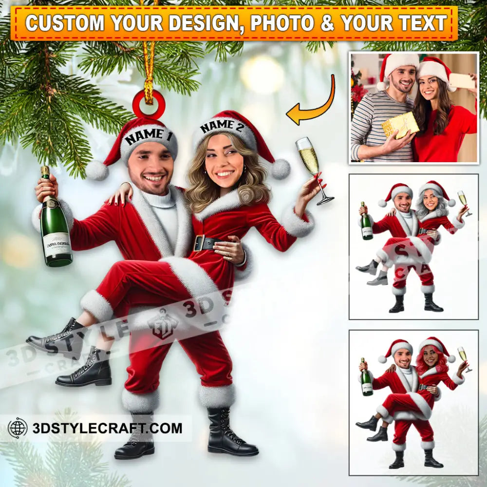 Custom Name And Photo Couple Ornament Christmas Gift
