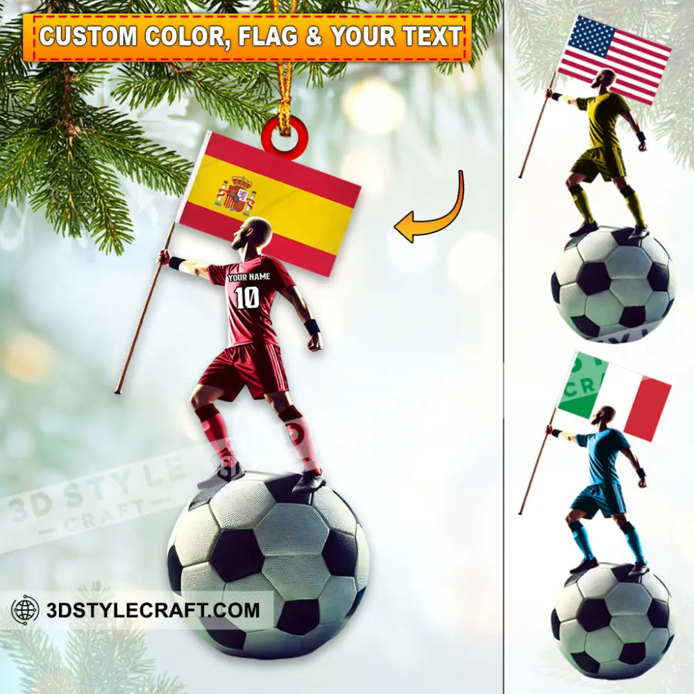 Custom Name And Photo Soccer Ornament Christmas Gift Decoration