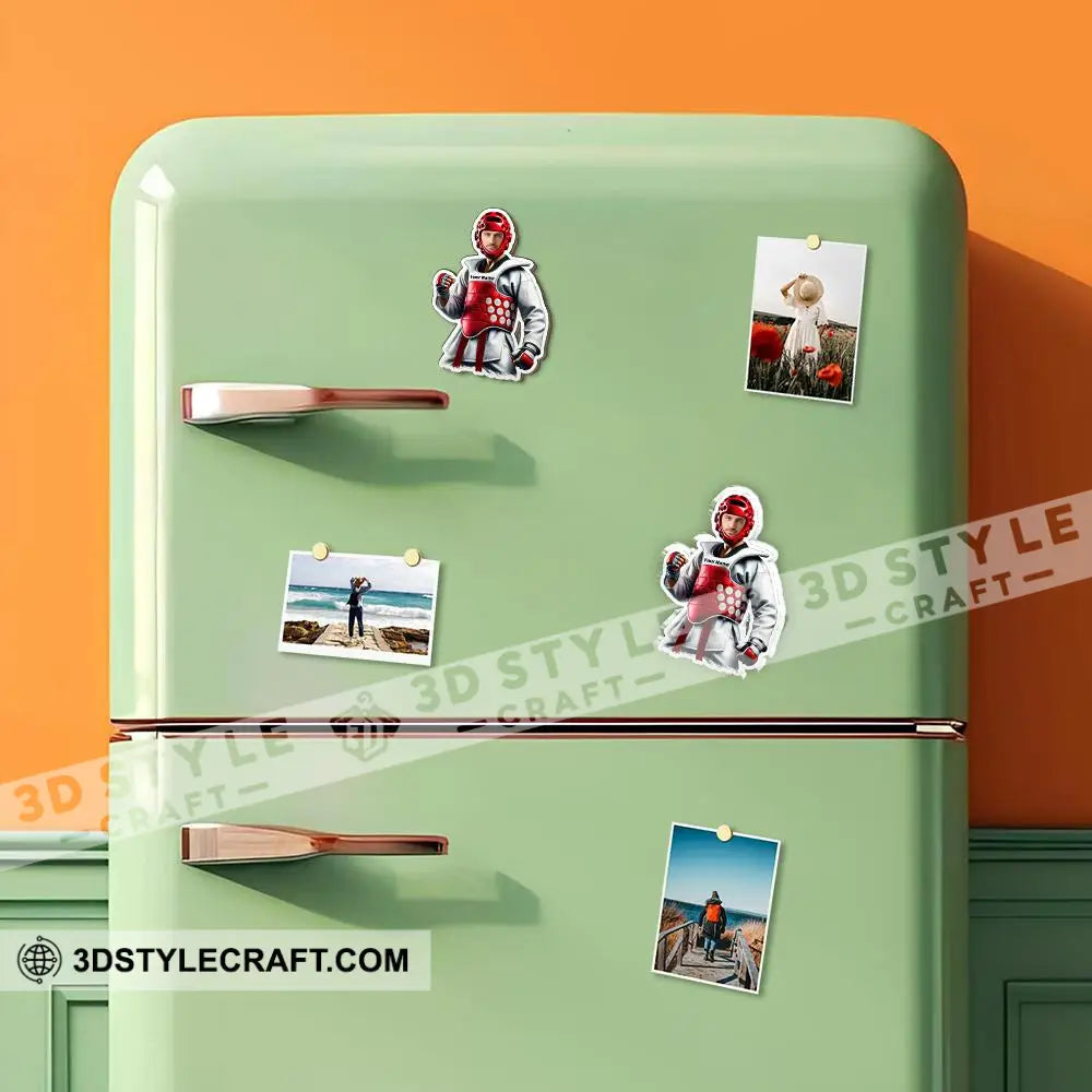 Custom Name And Photo Taekwondo Fridge Magnet Gift For Lover