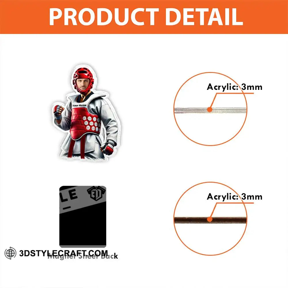 Custom Name And Photo Taekwondo Fridge Magnet Gift For Lover
