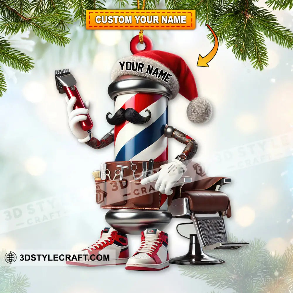 Custom Name Barber Ornament Christmas Decoration For Shop
