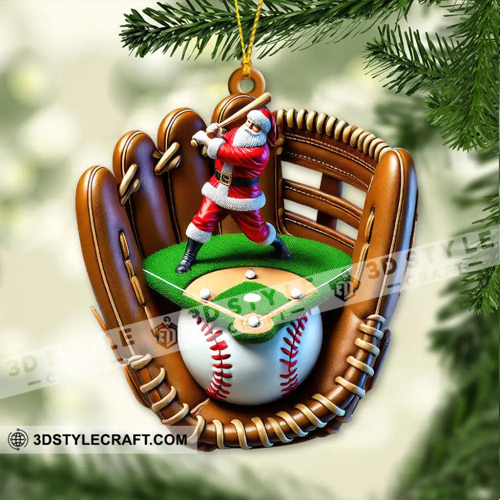 Custom Name Baseball Santa Ornament Lover Christmas Gift 3.54’’ / 1