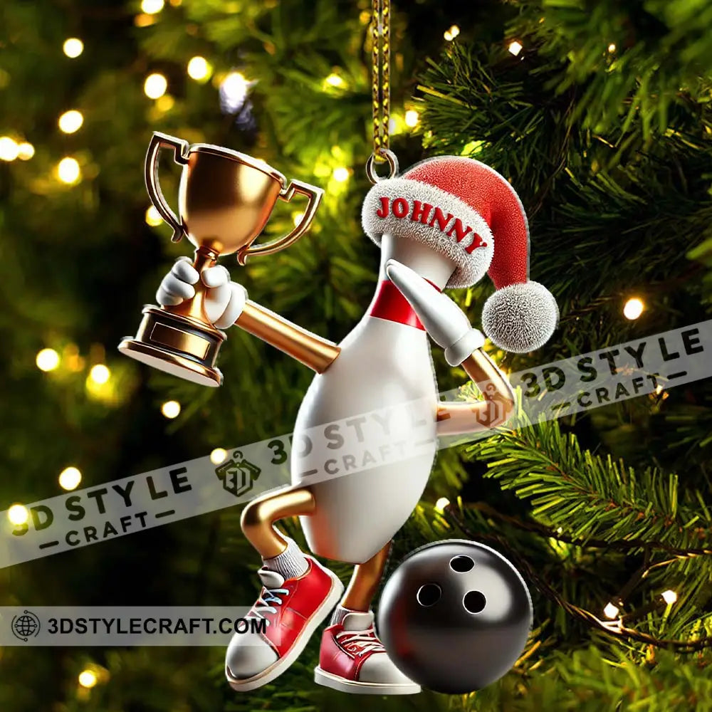 Custom Name Bowling Christmas Ornament Gift