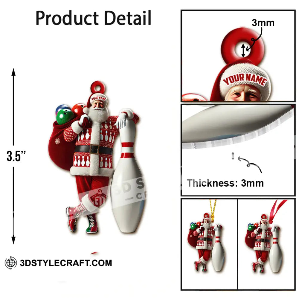 Custom Name Bowling Santa Ornament Lover Christmas Gift