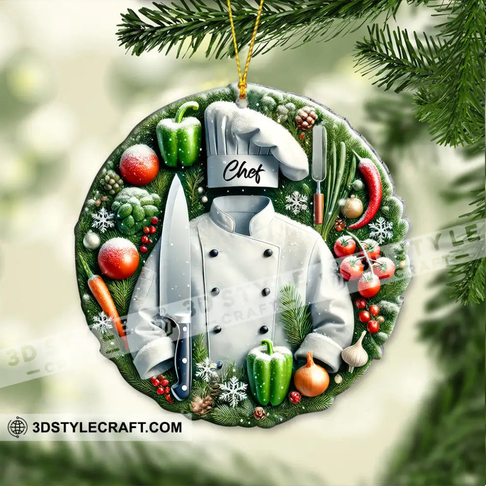Custom Name Chef Ornament Christmas Gift For Cooking Lover