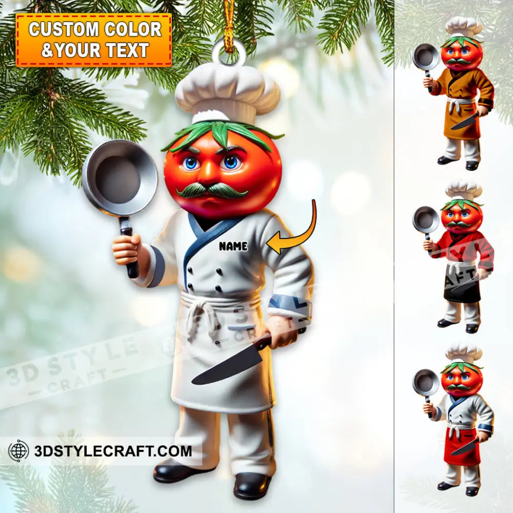Custom Name Chef Ornament Christmas Gift For Cooking Lover