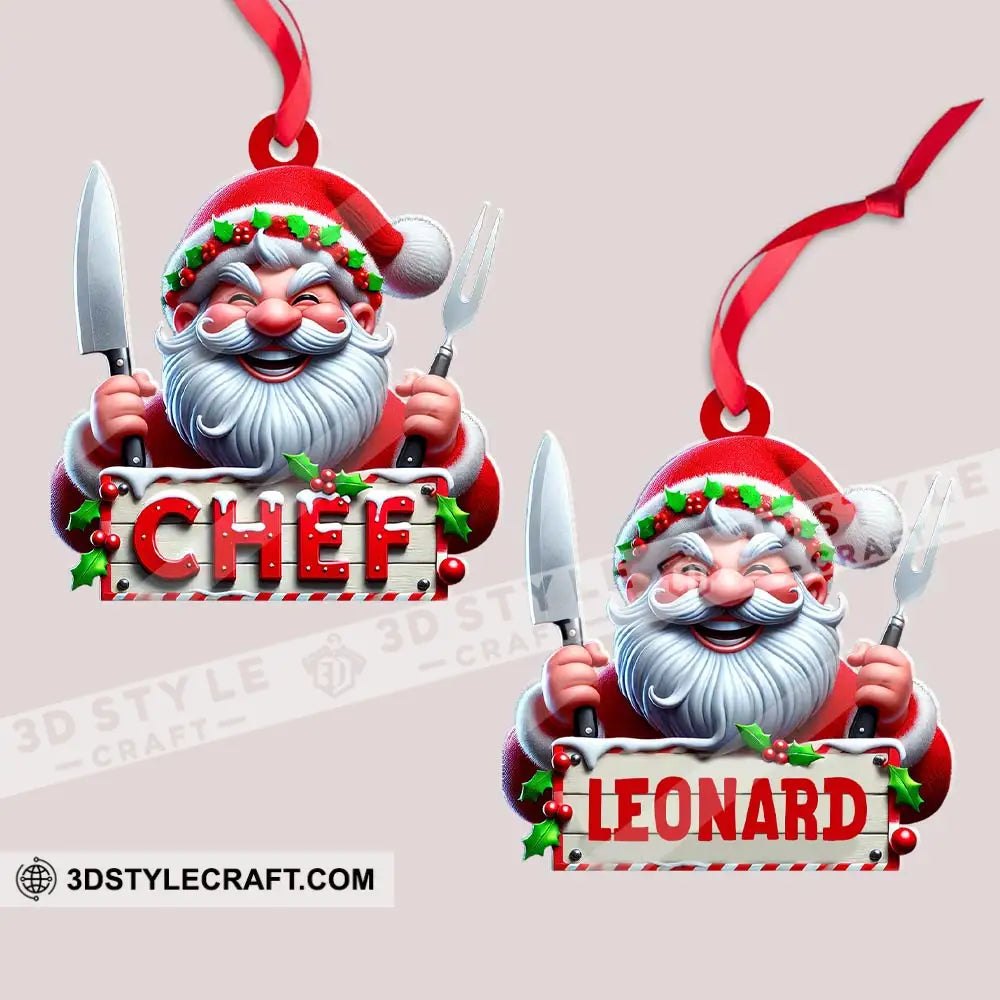 Custom Name Chef Ornament Santa Gift For Cooking Lover
