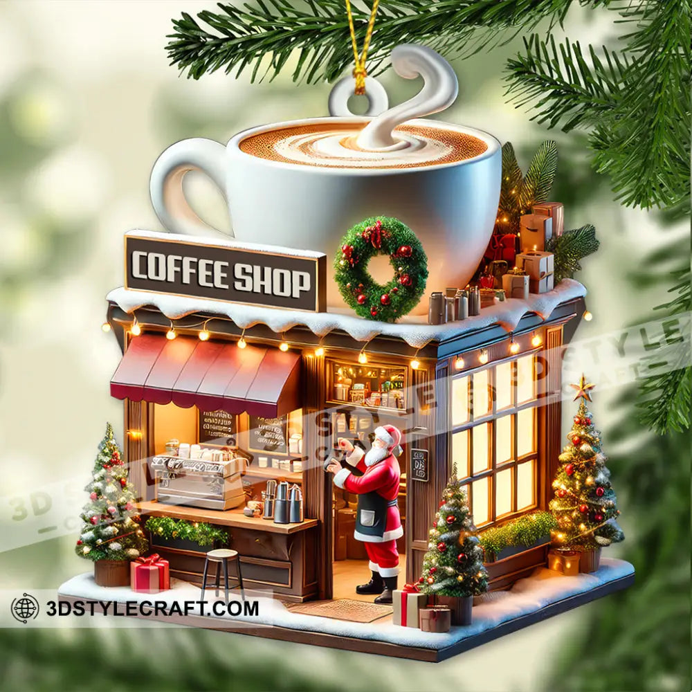 Custom Name Coffee Shop Ornament Love Christmas Gift 3.54’’ / 1