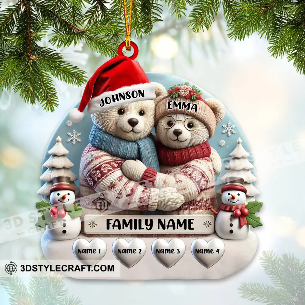 Custom Name Family Bear Christmas Ornament Gift