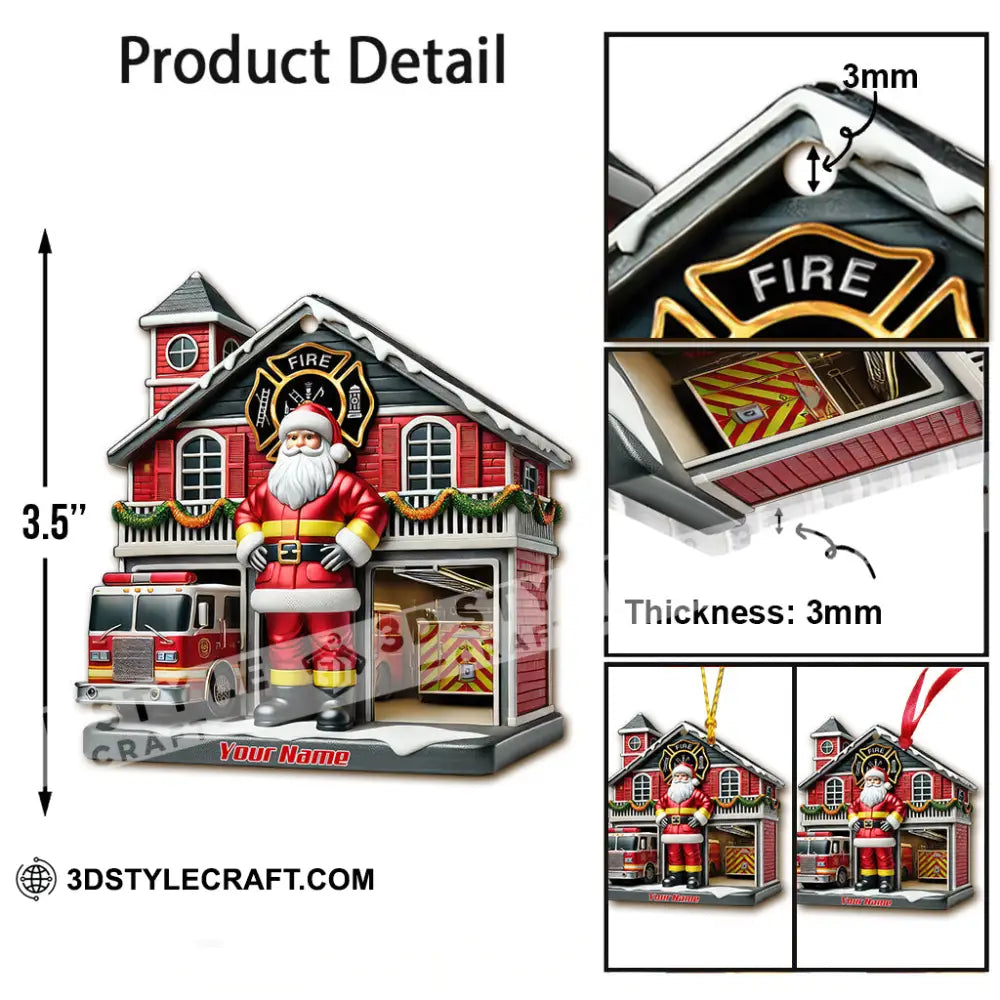 Custom Name Fire Fighter Ornament Christmas Gift