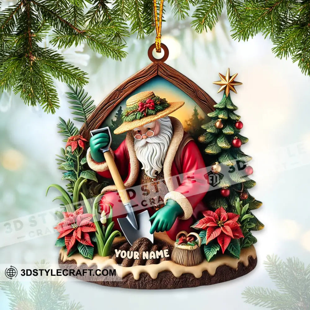 Custom Name Gardener Santa Ornament Christmas Gift For 3.54’’ / 1
