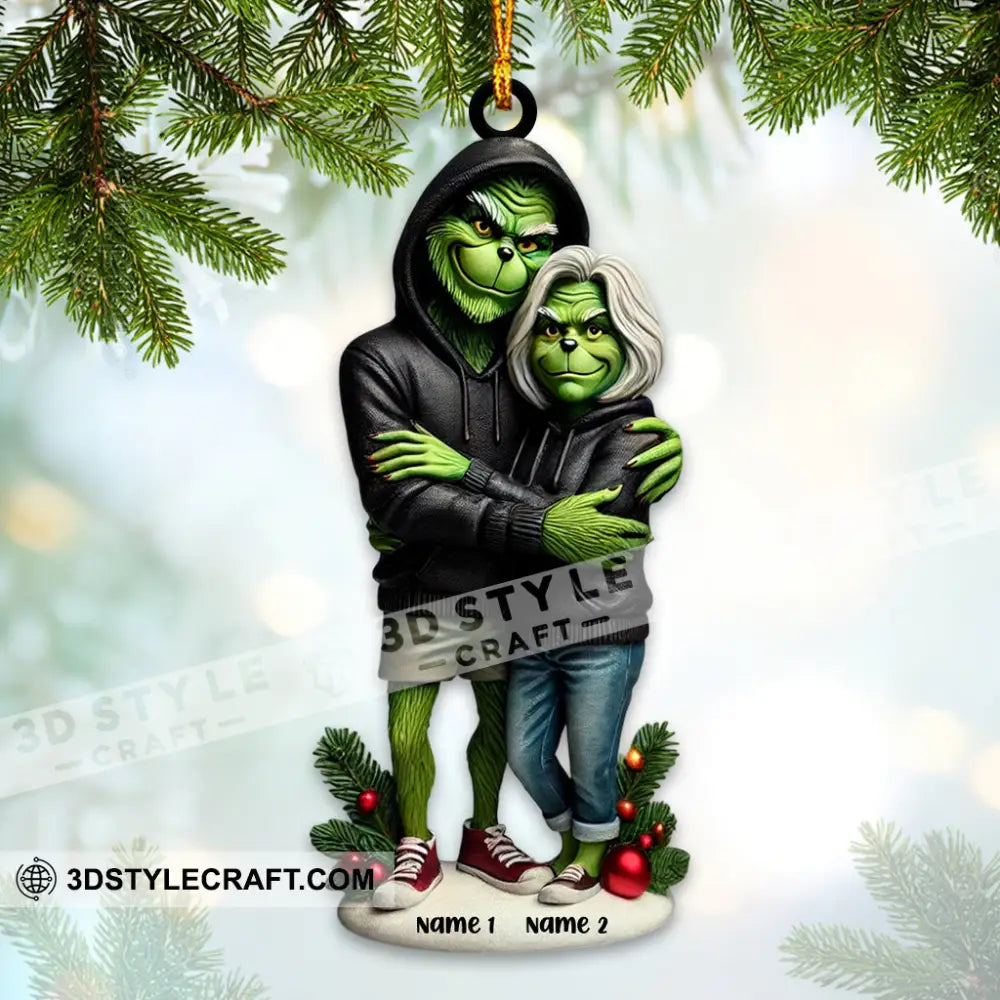 Custom Name Grinch Couple Ornament Lover Christmas Gift 3.54’’ / 1