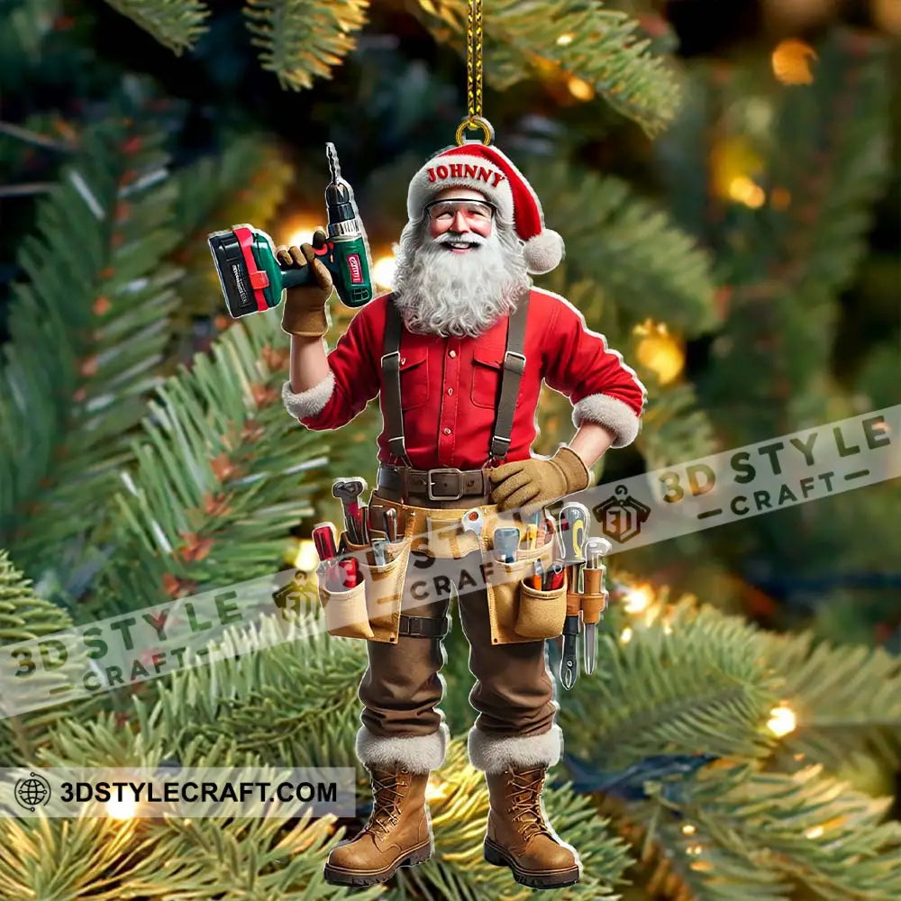 Custom Name Handyman Santa Ornament Christmas Gift