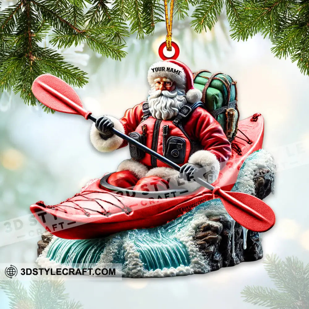Custom Name Kayak Santa Ornament Lover Christmas Gift