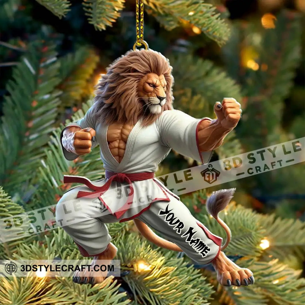 Custom Name Lion Karate Ornament Christmas Gift