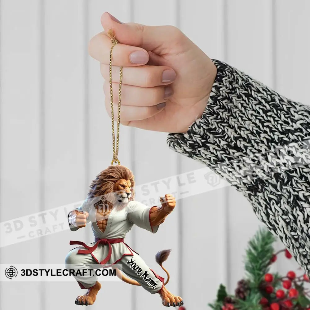 Custom Name Lion Karate Ornament Christmas Gift