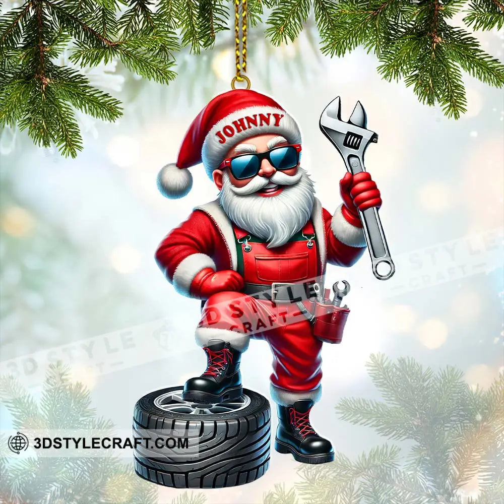 Custom Name Mechanic Santa Ornament Christmas Gift 3.54’’ / 1