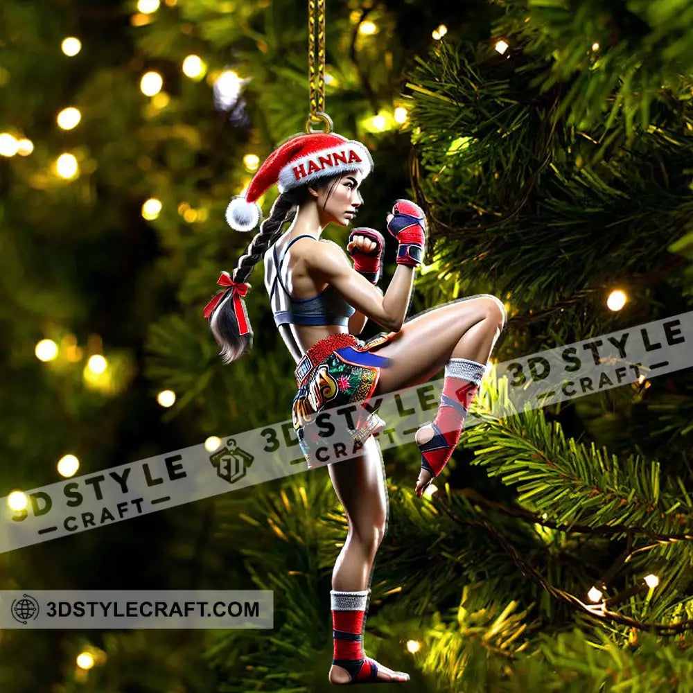Custom Name Muay Thai Woman Ornament Christmas Gift