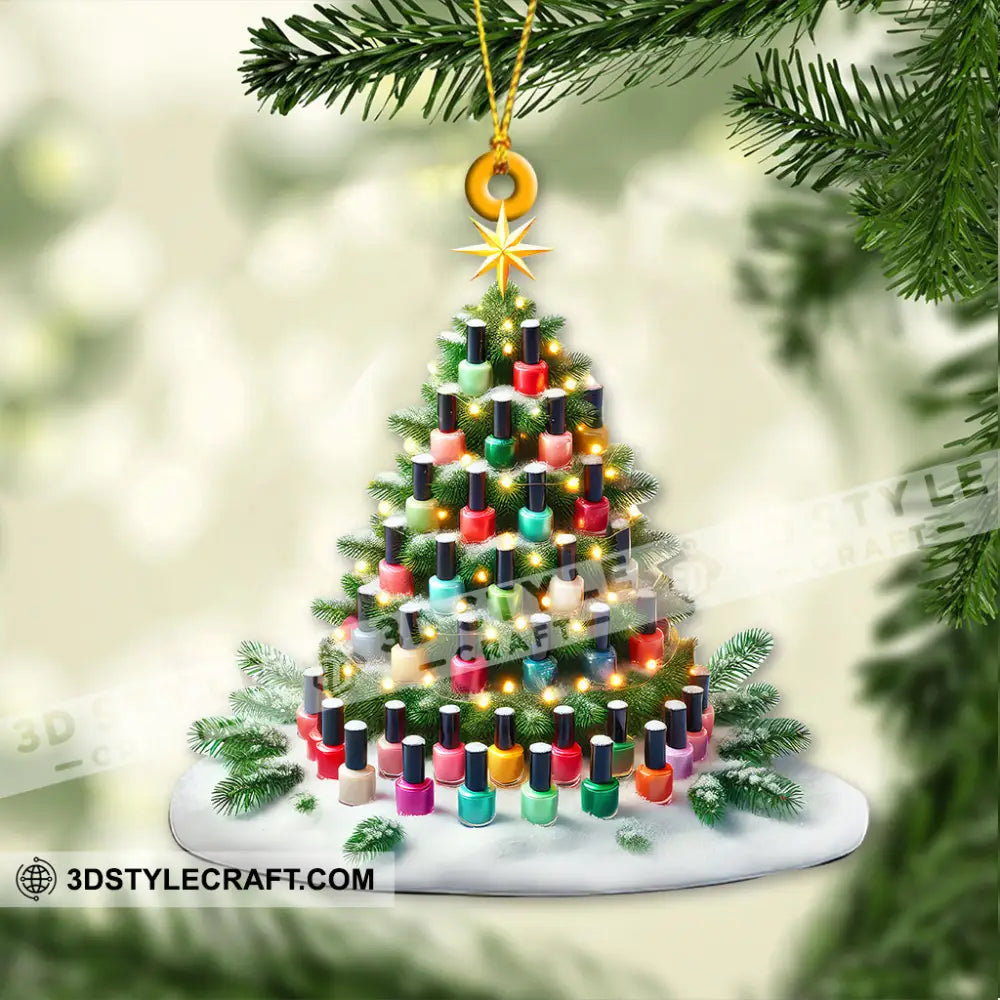 Custom Name Nail Christmas Tree Ornament Artist Gift 3.54’’ / 1