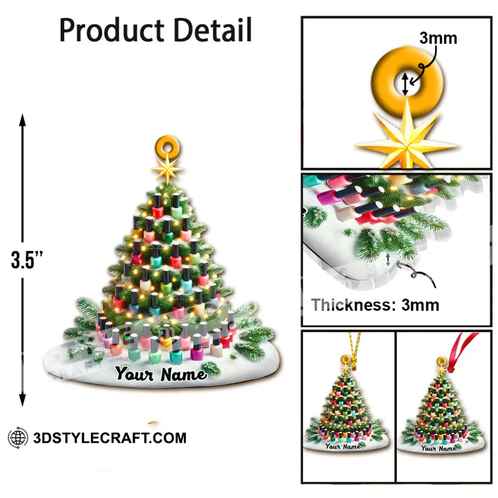 Custom Name Nail Christmas Tree Ornament Artist Gift