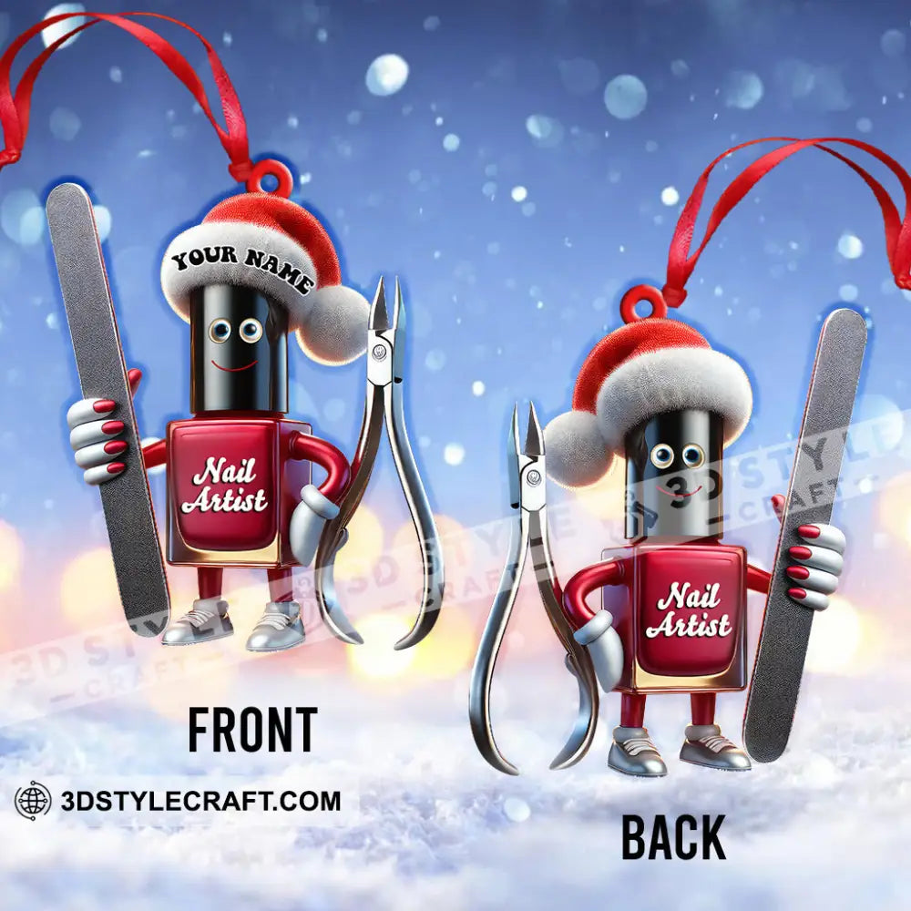 Custom Name Nail Ornament Christmas Decoration For Salon