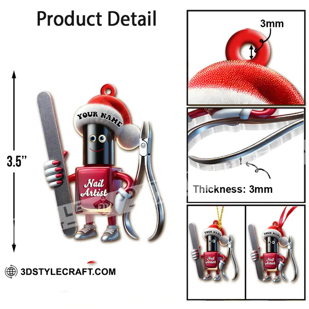 Custom Name Nail Ornament Christmas Decoration For Salon