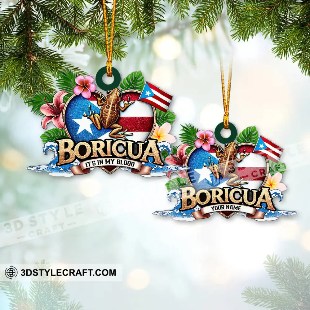 Custom Name Ornament Boricua It’s In My Blood Puerto Rican Heritage