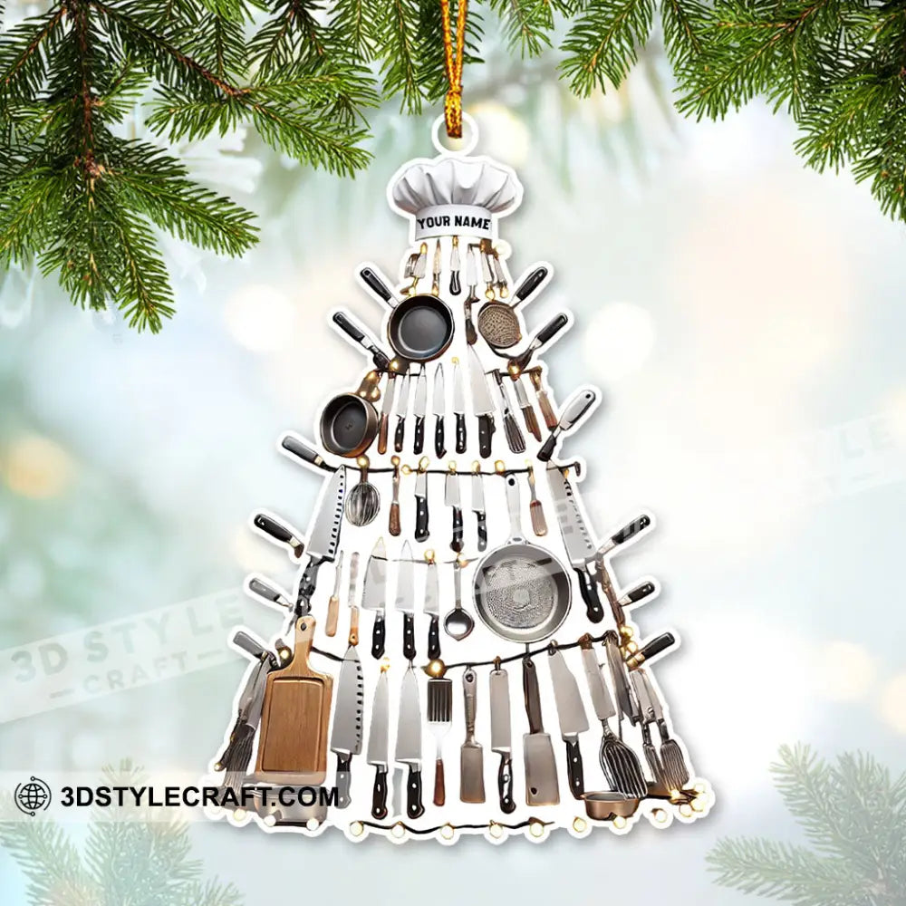 Custom Name Ornament Kitchen Noel Tree 3.54’’ / 1