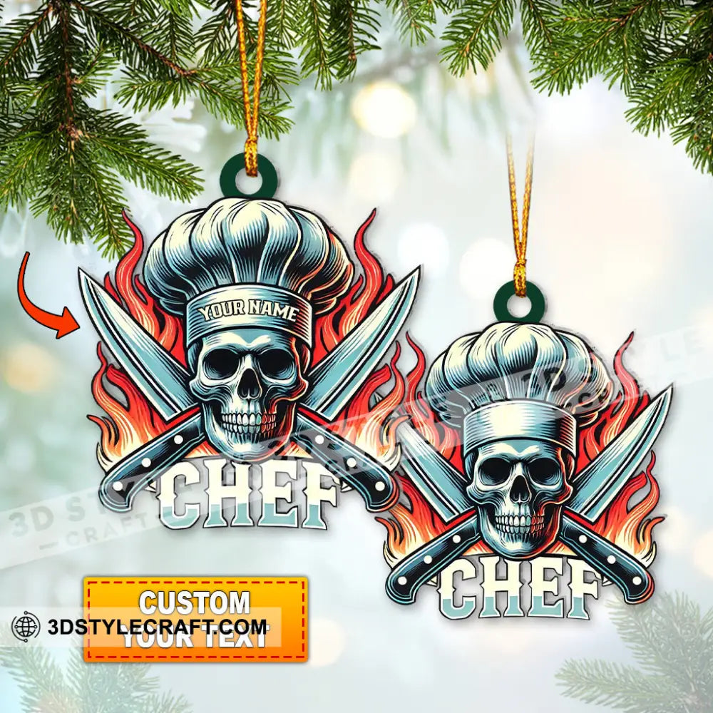 Custom Name Ornament Skull Chef